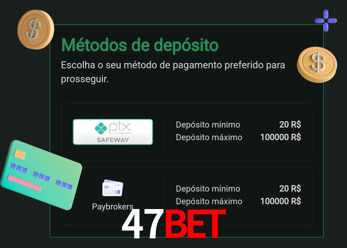 O cassino 47bet oferece uma grande variedade de métodos de pagamento